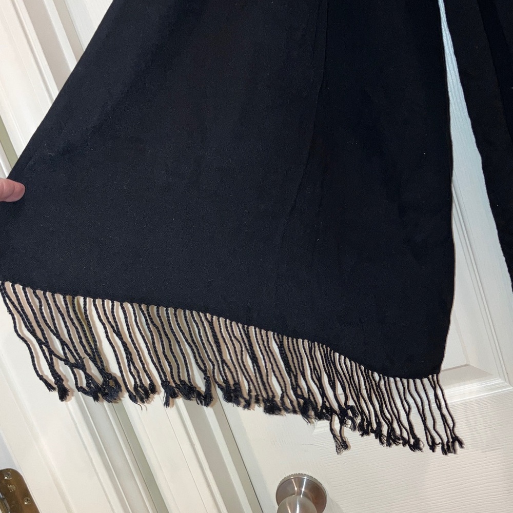 Black Fringe Rayon Scarf Long 74” Wrap Wide Boutique Style Shawl Fall Winter - Picture 3 of 6